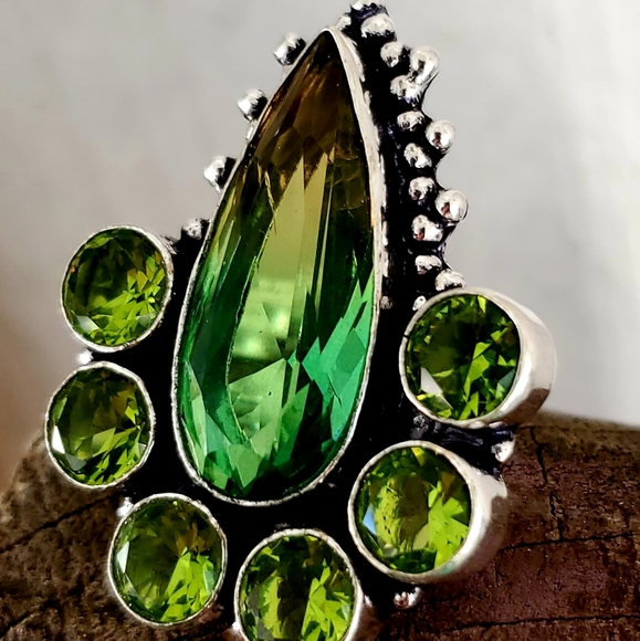 New Bi-Color Tourmaline & Peridot 925 Silver Ring. - Picture 8 of 8